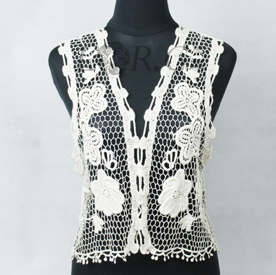 榮基工廠 專(zhuān)業(yè)加工水溶女式全棉刺繡馬甲背心，多款可訂染批發(fā)